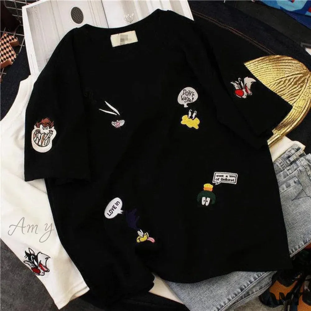 Amy Fashion - New O-Neck Short Sleeve Cute Cartoon T-Shirt