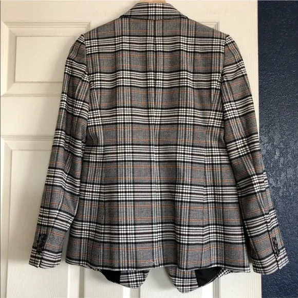 Ann Taylor Plaid Double Breasted Blazer