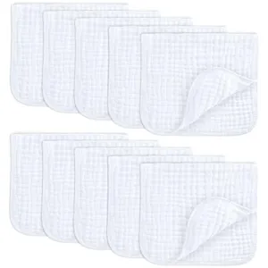 Baby Washcloths, Muslin Cotton Baby Towels, Large 10”x10” Wash Cloths Soft on Sensitive Skin, Absorbent for Boys & Girls, Newborn Baby & Toddlers Bibs & Burp Cloths Essentials Set (Sage, Pack of 10)