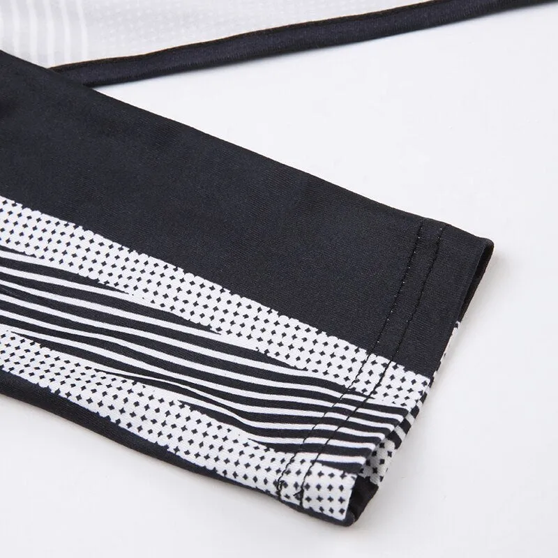 Biker Stripe Letter Printed High Neck Top