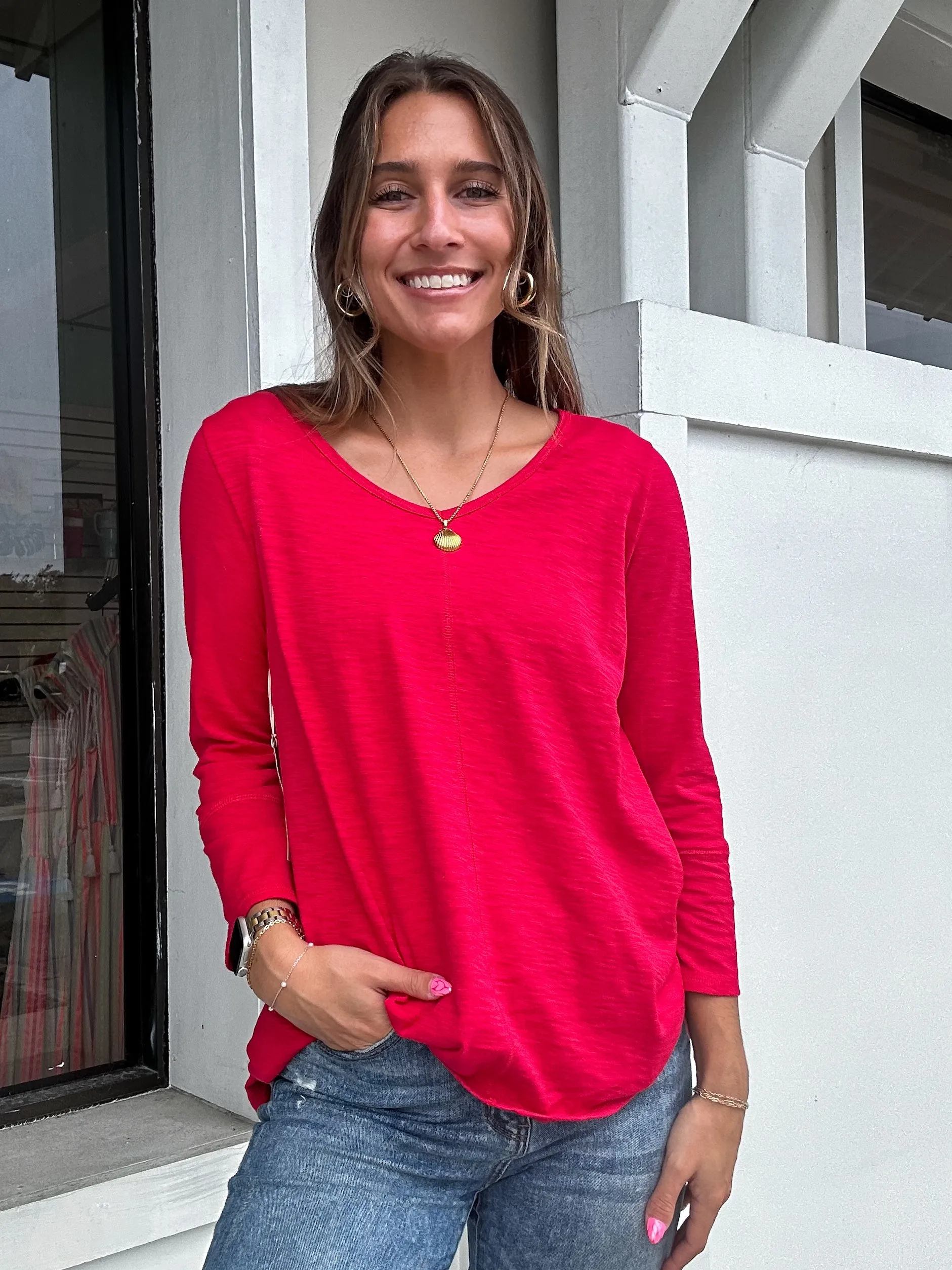 Cotton Slub V-Neck Tunic Top by Habitat
