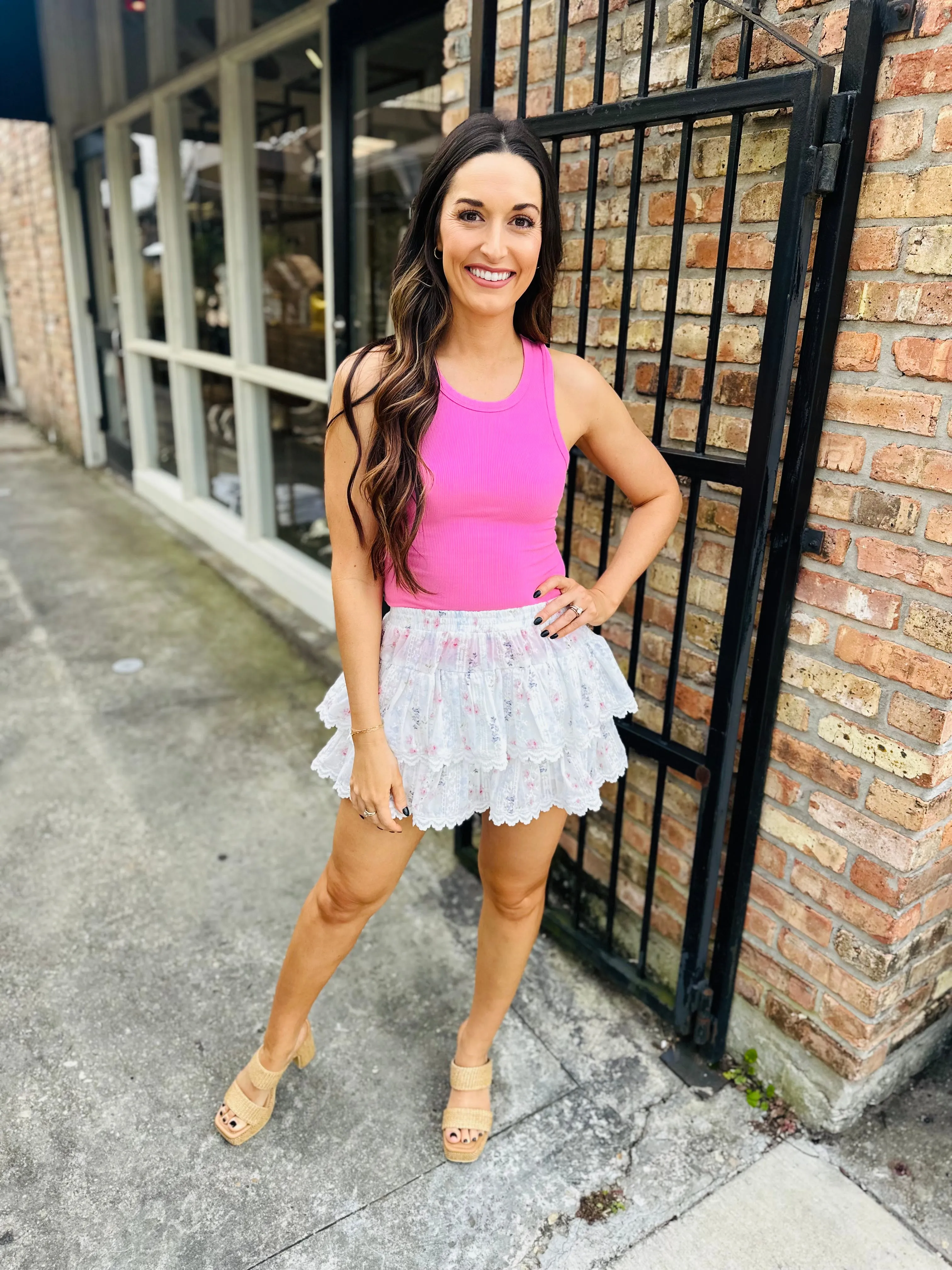 Embroidered Lace Garden Mini Skirt