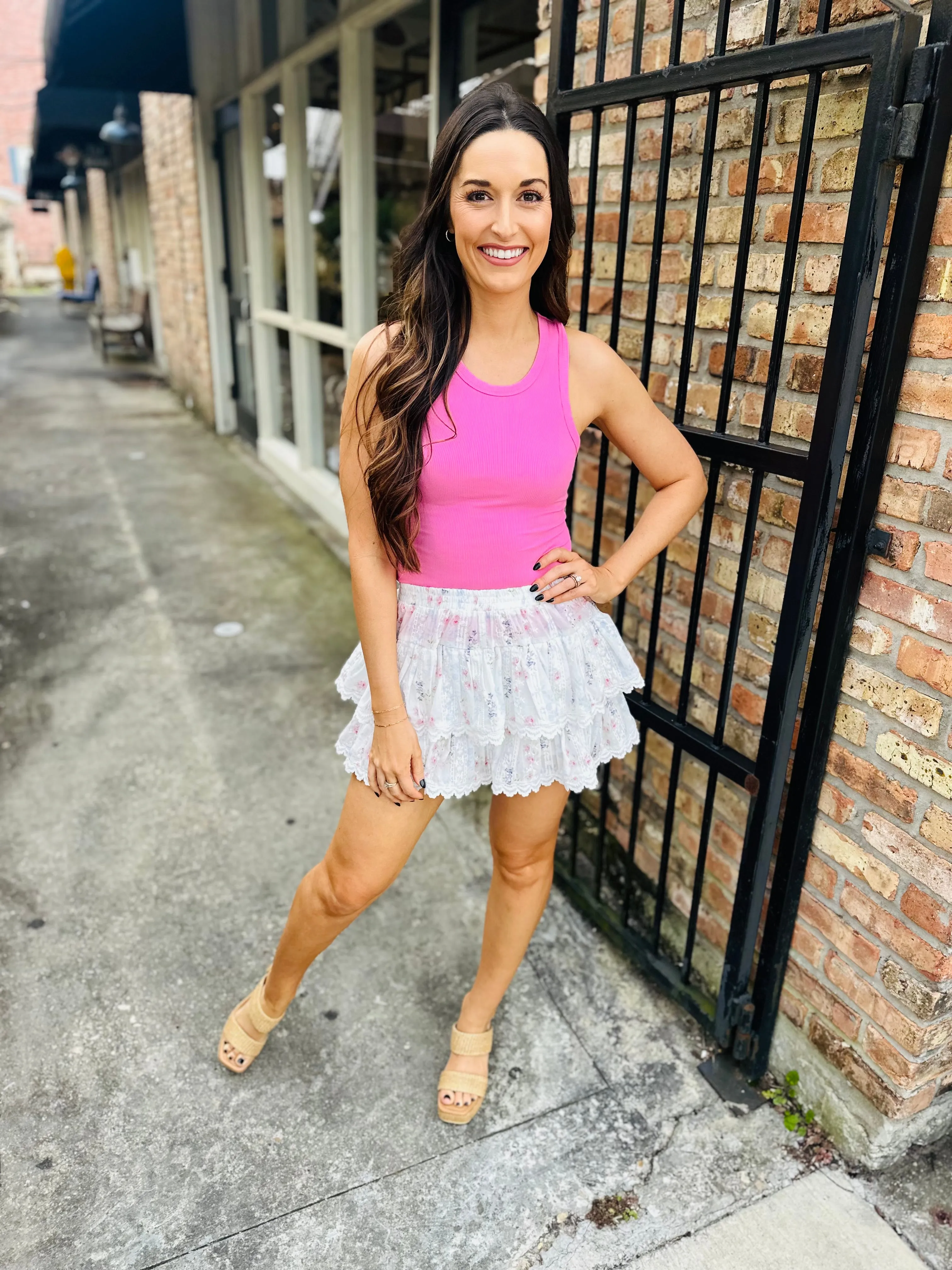 Embroidered Lace Garden Mini Skirt