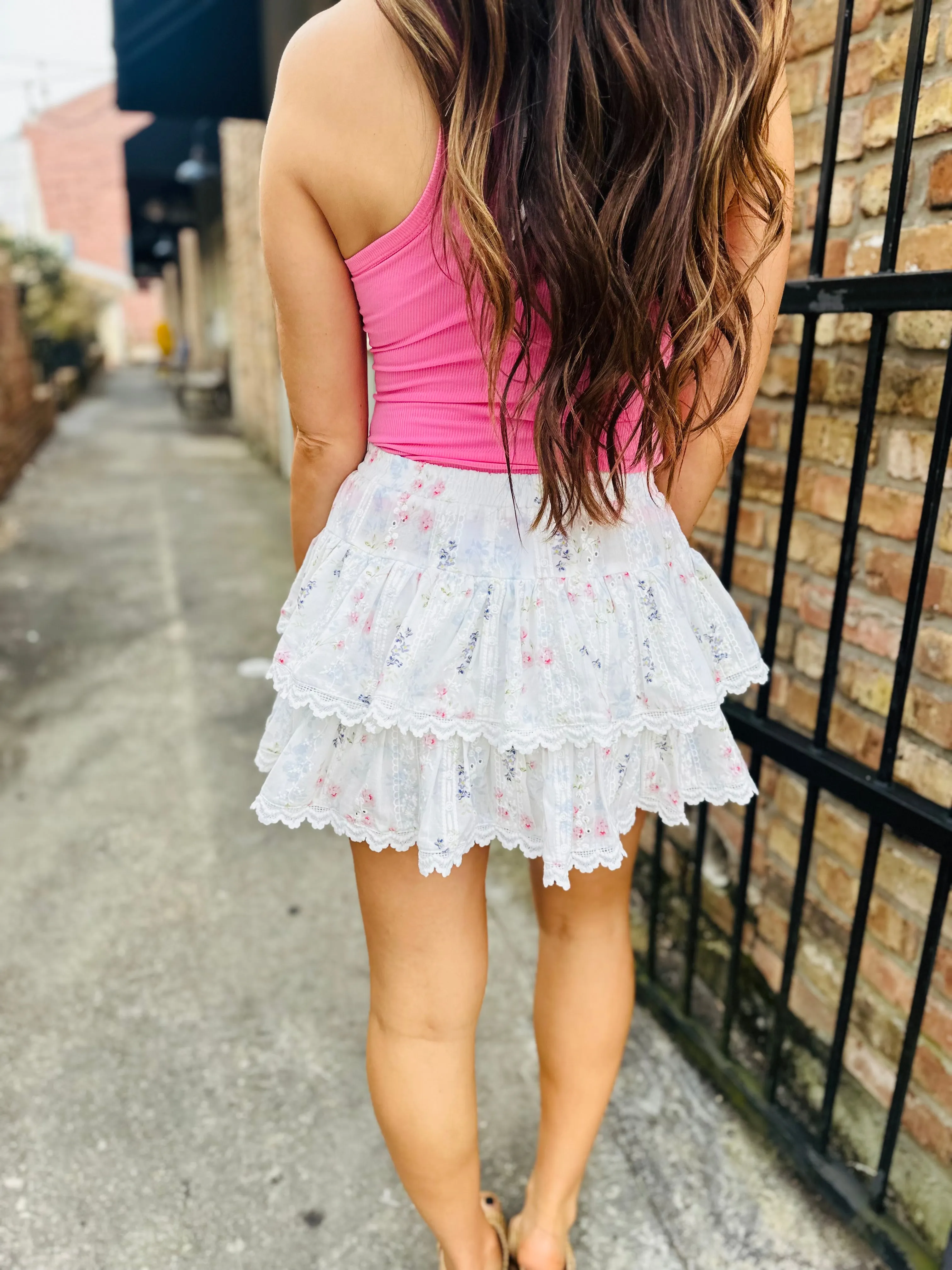 Embroidered Lace Garden Mini Skirt