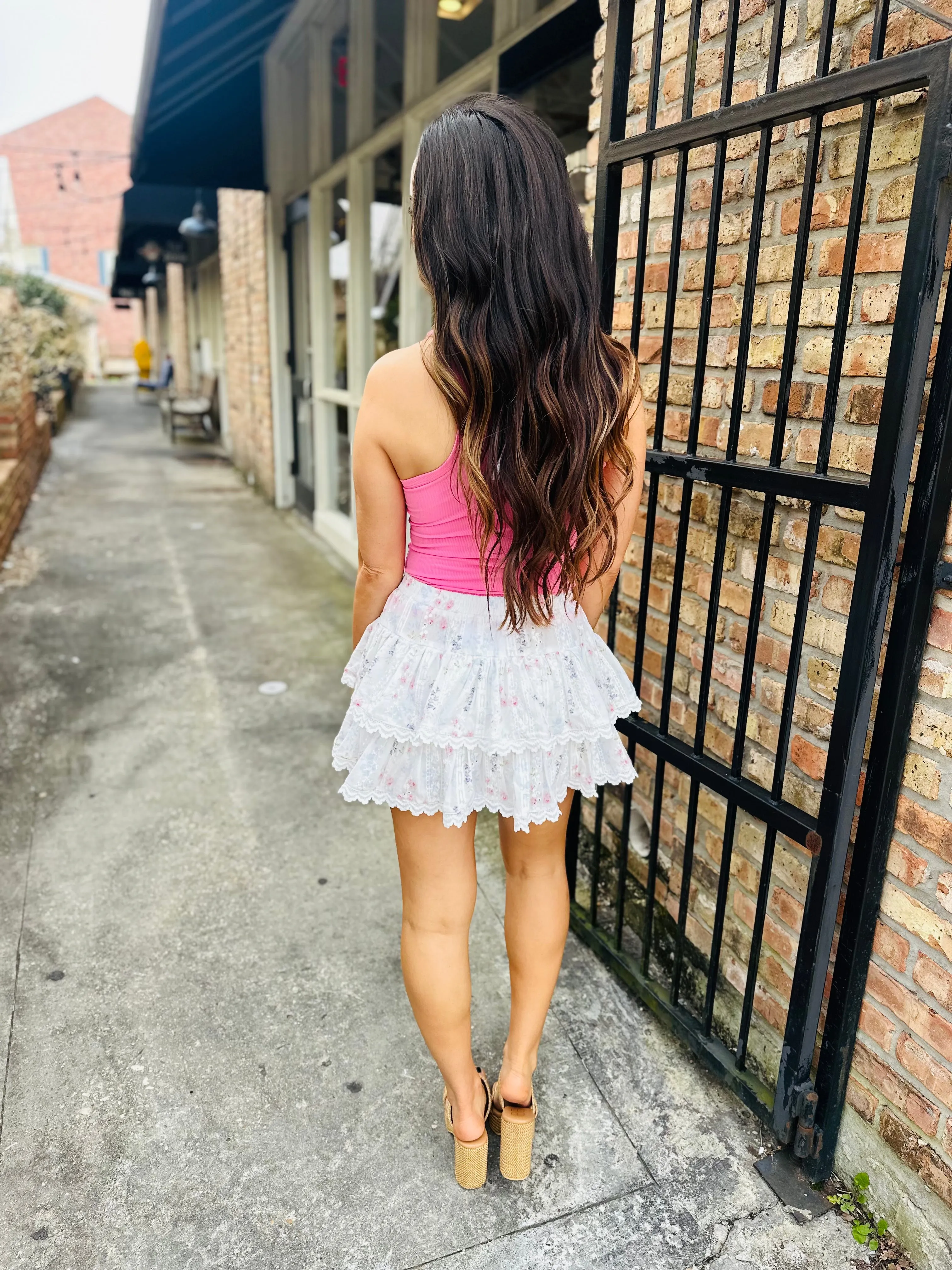 Embroidered Lace Garden Mini Skirt