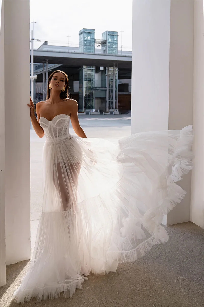 Everlasting Love Strapless Trendy A-Line Sheer Wedding Dress