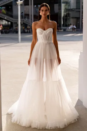 Everlasting Love Strapless Trendy A-Line Sheer Wedding Dress