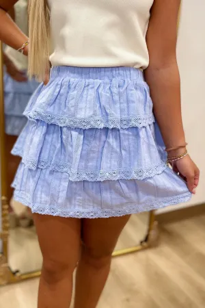 Flirty Flare Tiered Skirt Blue