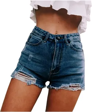 Jean Shorts for Women Trendy High Waisted Stretchy Denim Shorts Summer Casual Baggy Raw Hem Mom Shorts Cutoff Jorts