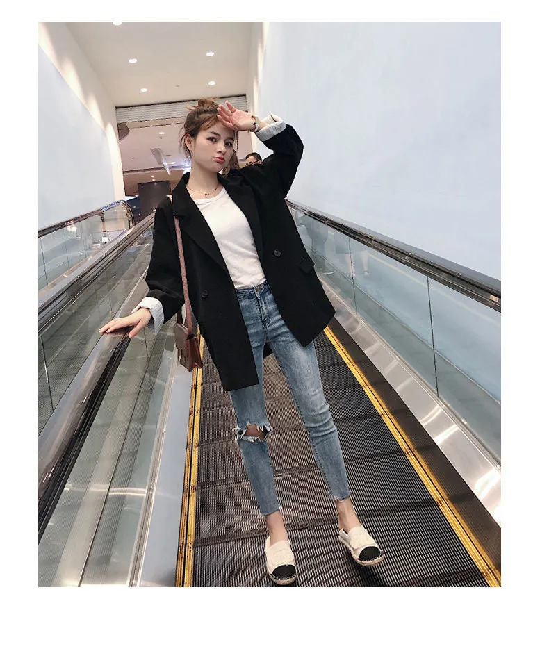 Korean Blazer Women Casual Popular Suit Sets British Tops Outerwear