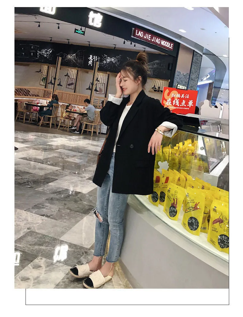 Korean Blazer Women Casual Popular Suit Sets British Tops Outerwear