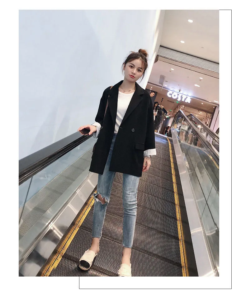 Korean Blazer Women Casual Popular Suit Sets British Tops Outerwear