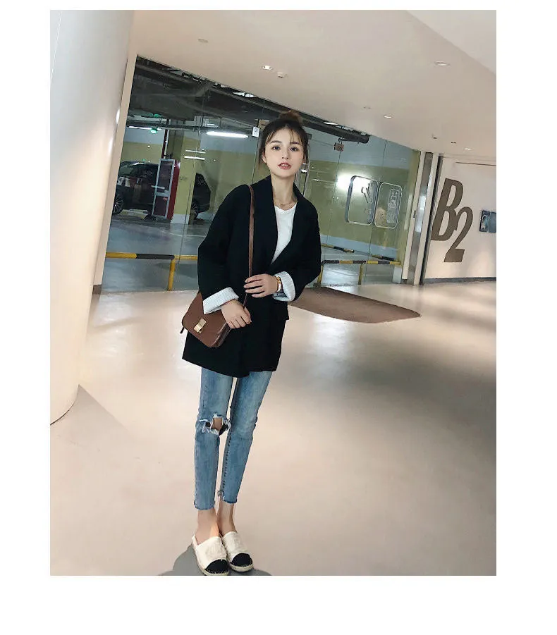Korean Blazer Women Casual Popular Suit Sets British Tops Outerwear