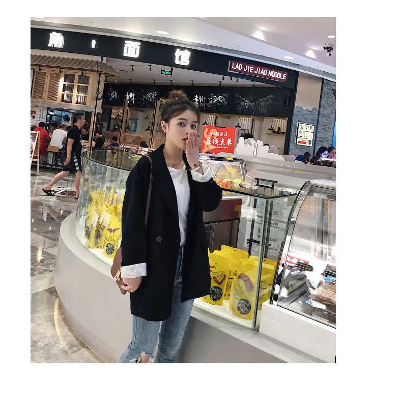 Korean Blazer Women Casual Popular Suit Sets British Tops Outerwear
