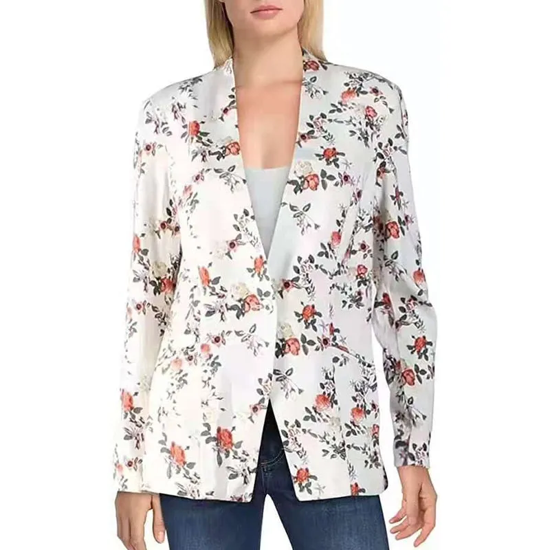 Lapel Print Long Sleeves Suit Jacket