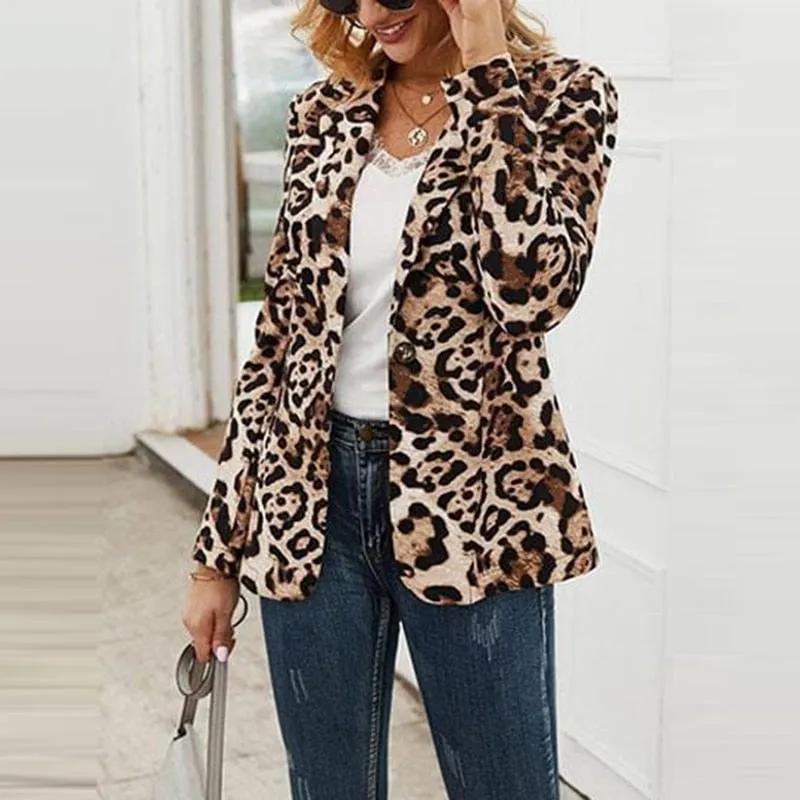 Lapel Print Long Sleeves Suit Jacket