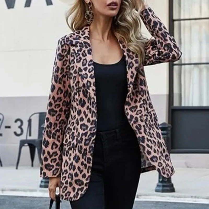Lapel Print Long Sleeves Suit Jacket