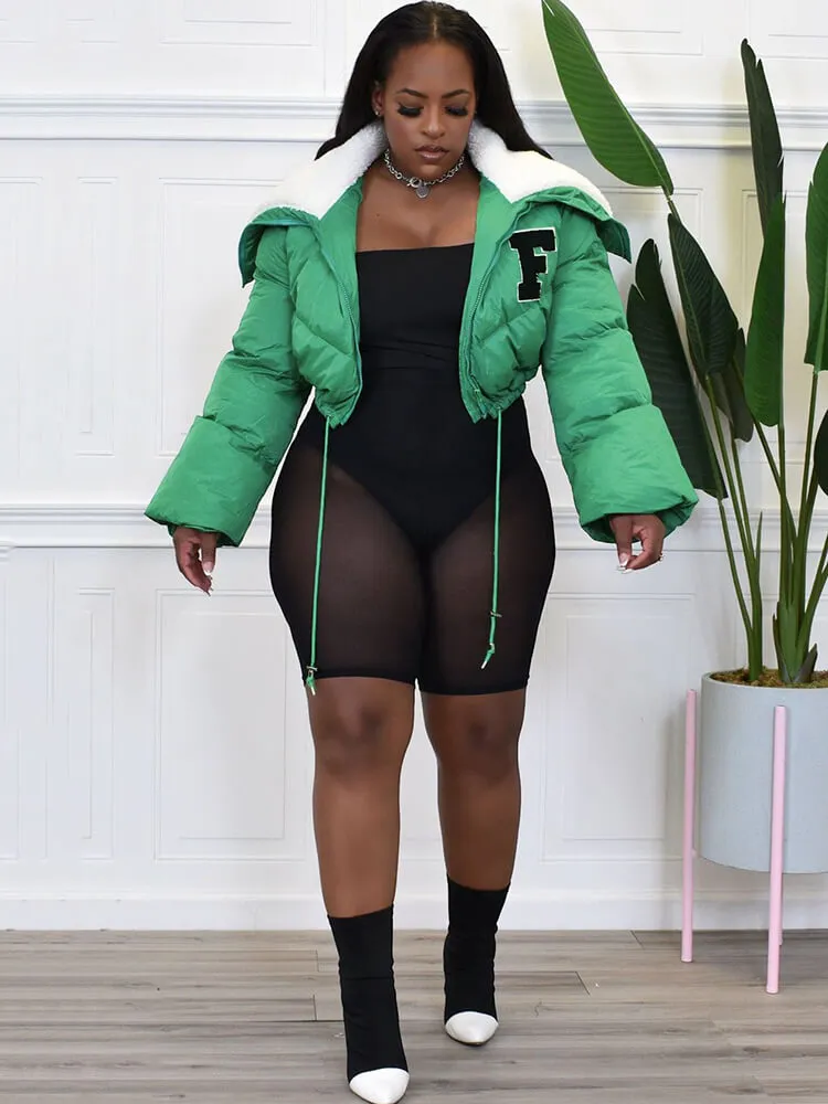 Long Sleeve Letter Print Short Jackets