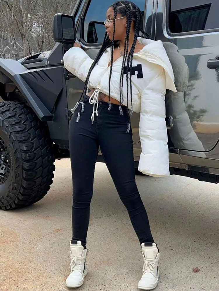 Long Sleeve Letter Print Short Jackets