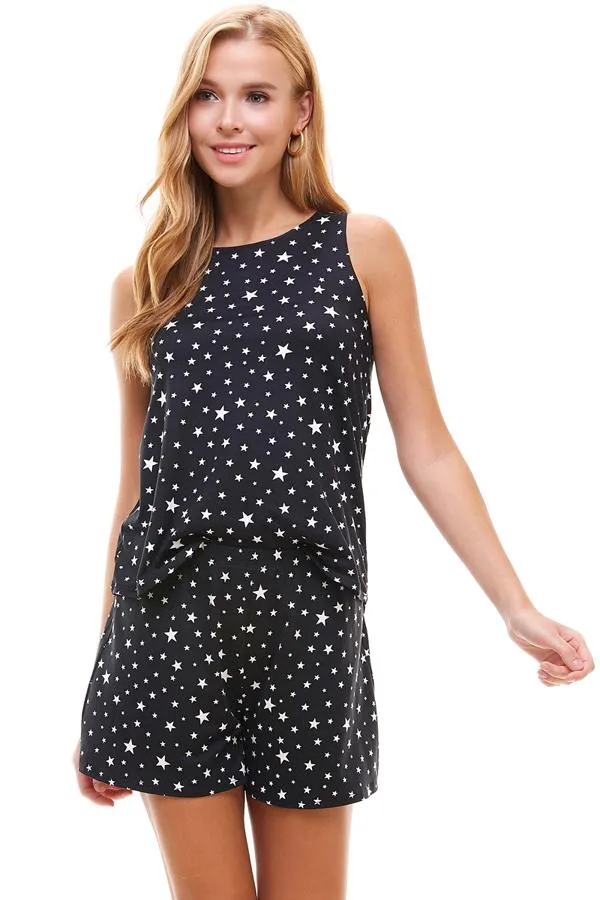 Loungewear set star print sleeveless top and short