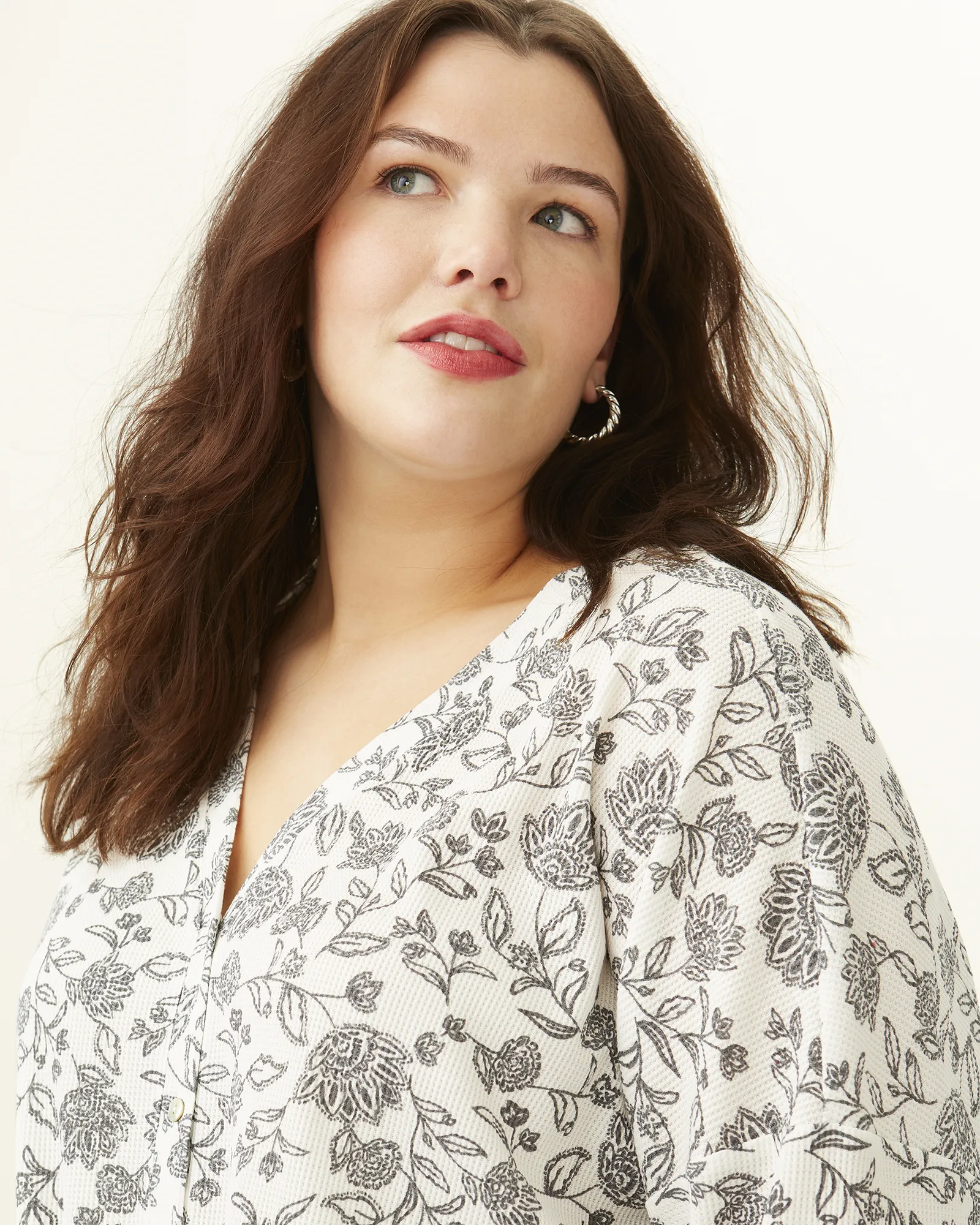 Megan Tie Front Top | Ivory / Black
