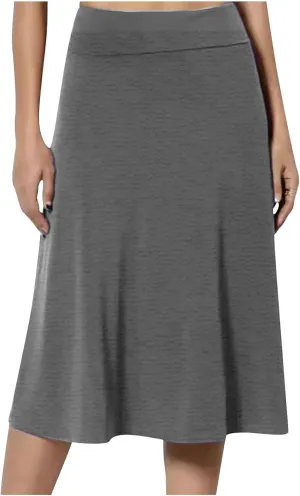 Midi Skirts for Women Elegant High Waisted Knee Skirts Spring Summer Hip-Wrapped Skirt Solid Color A-Line Skirts