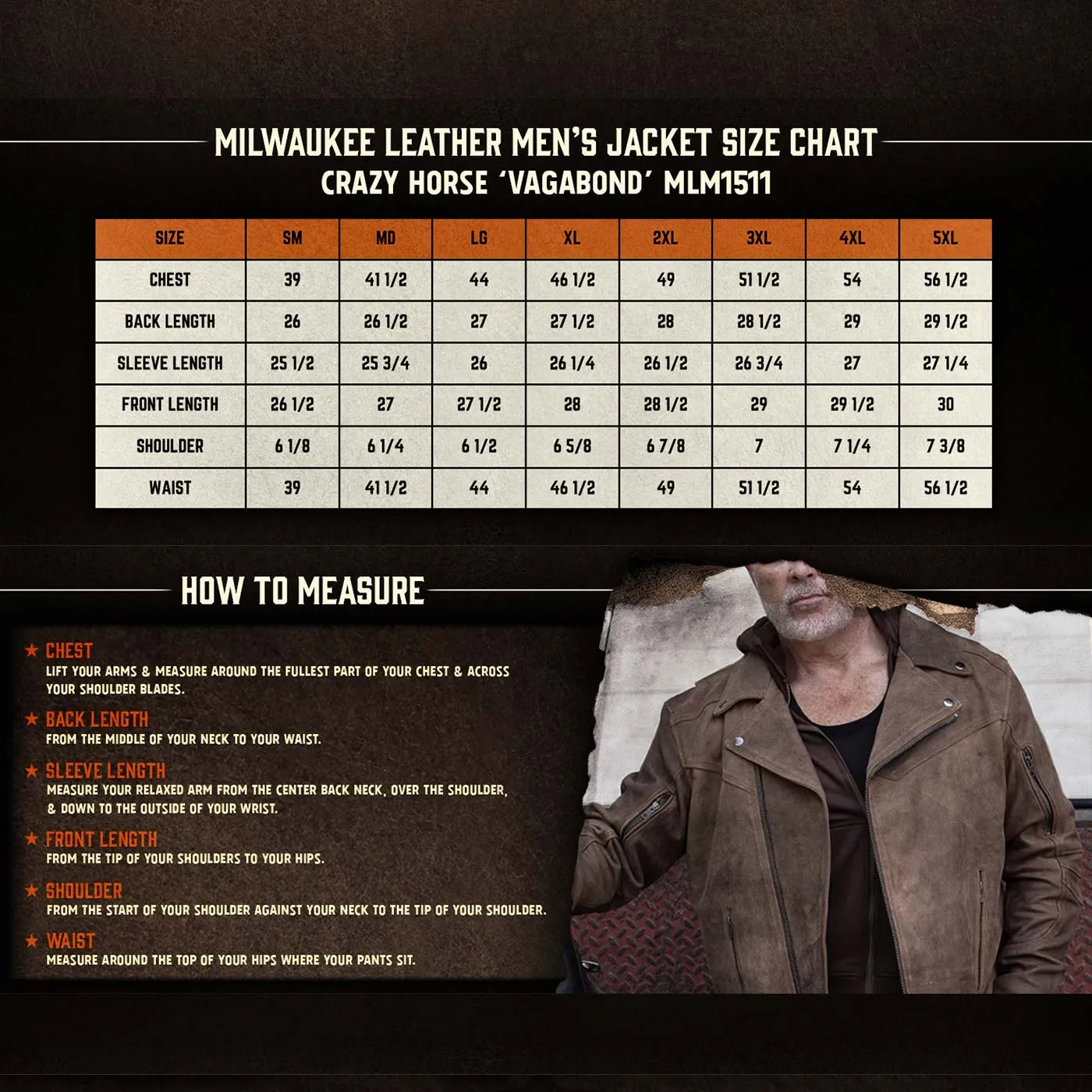 Milwaukee Leather MLM1511 Men's 'Vagabond' Vintage Crazy Horse' Brown
