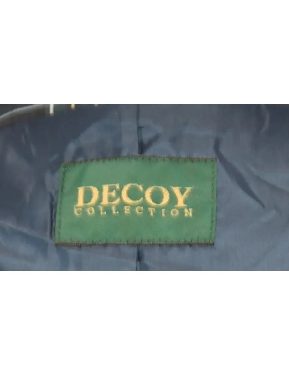 Navy & Green Checked Button-Front Jacket - M