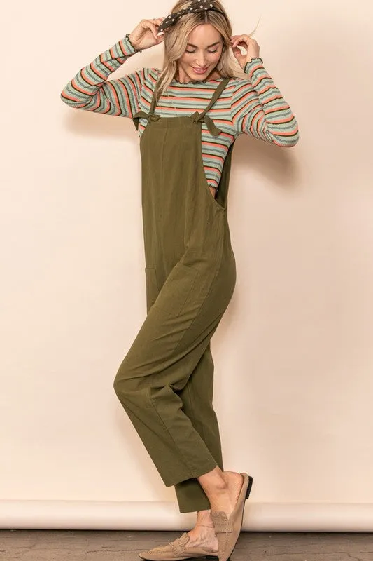 Olive Cozy Comfy Jumpsuit Overall