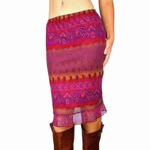 Paisley Sunset Mesh Midi Skirt (M)