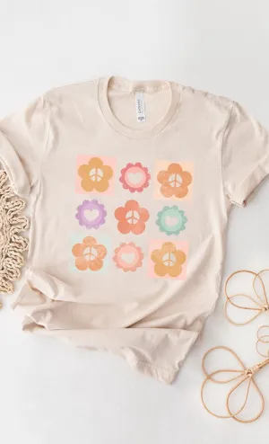 Peace Flower Power Grid Spring PLUS Graphic Tee