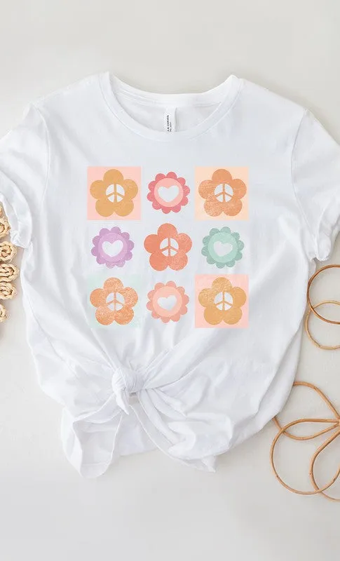 Peace Flower Power Grid Spring PLUS Graphic Tee