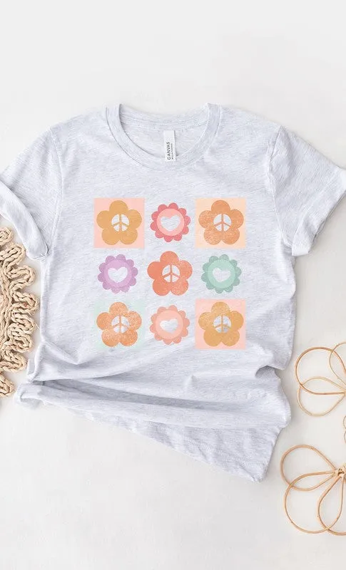 Peace Flower Power Grid Spring PLUS Graphic Tee