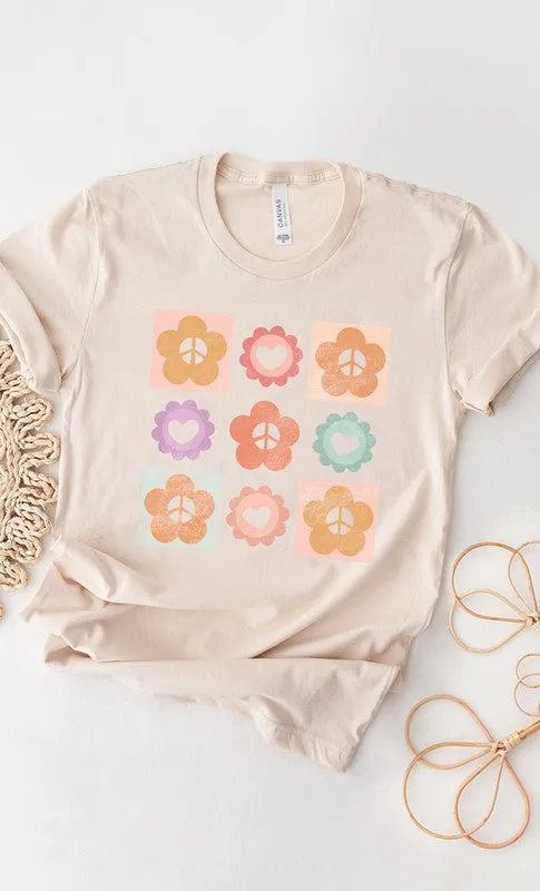 Peace Flower Power Grid Spring PLUS Graphic Tee