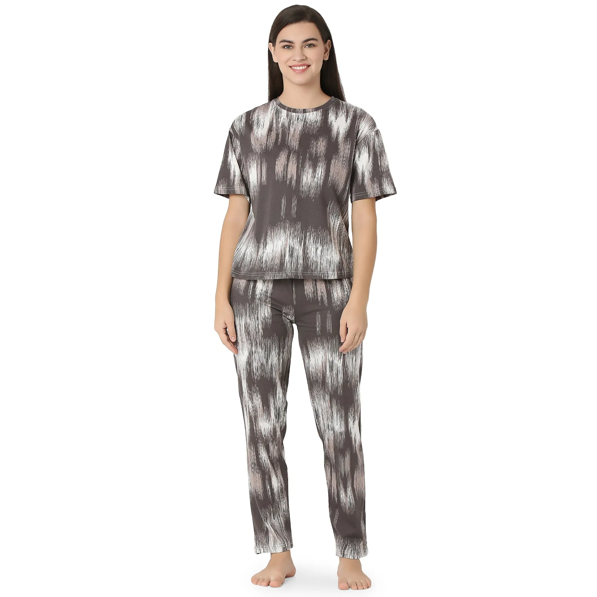 R-CS-19724 Brown Modern Abstract -Co-ord Set