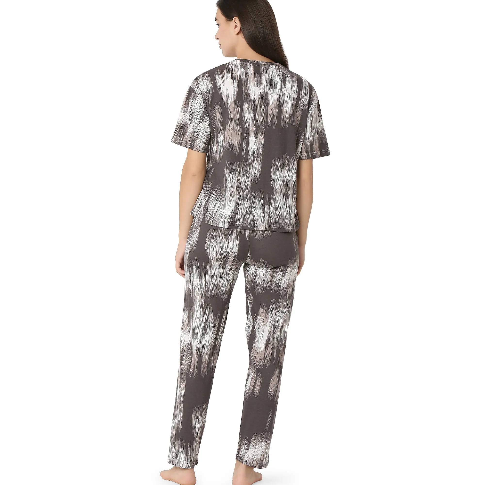 R-CS-19724 Brown Modern Abstract -Co-ord Set