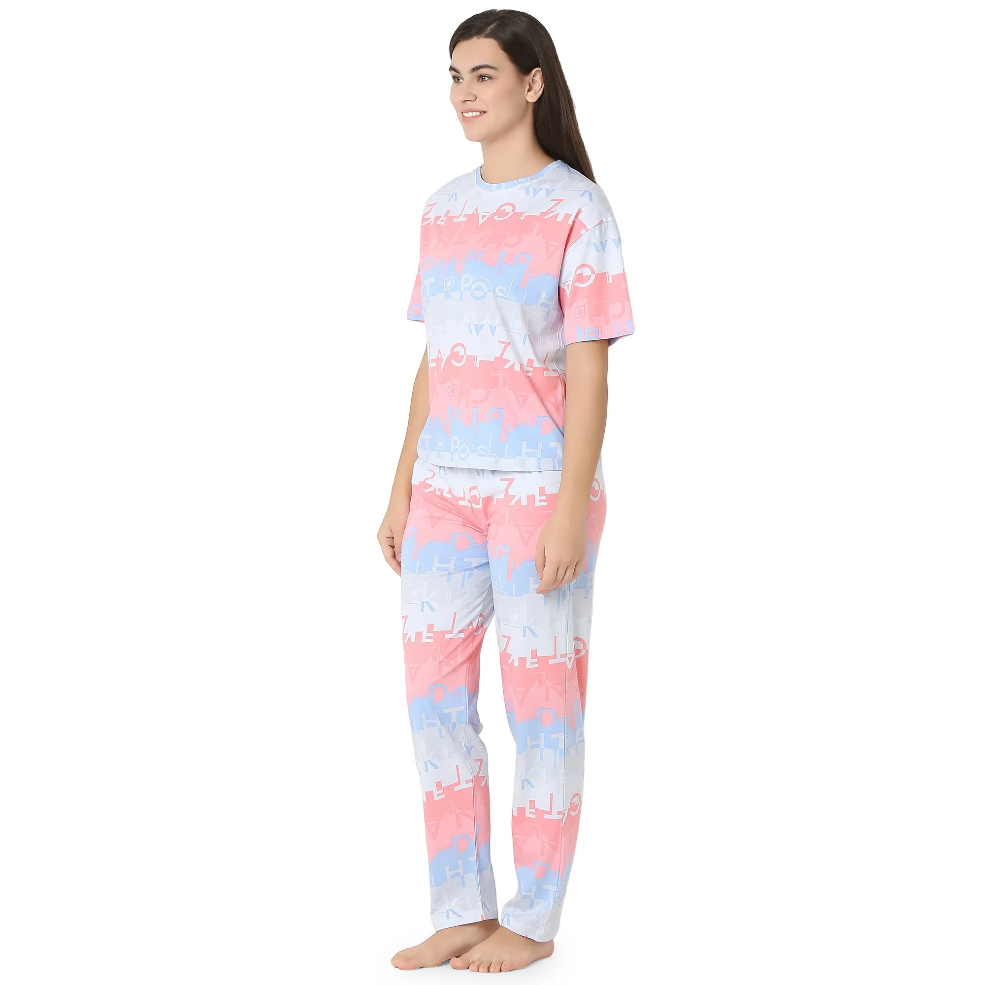 R-CS-19727 Peach Geometric Abstracts Printed -Co-ord Set