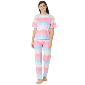 R-CS-19727 Peach Geometric Abstracts Printed -Co-ord Set