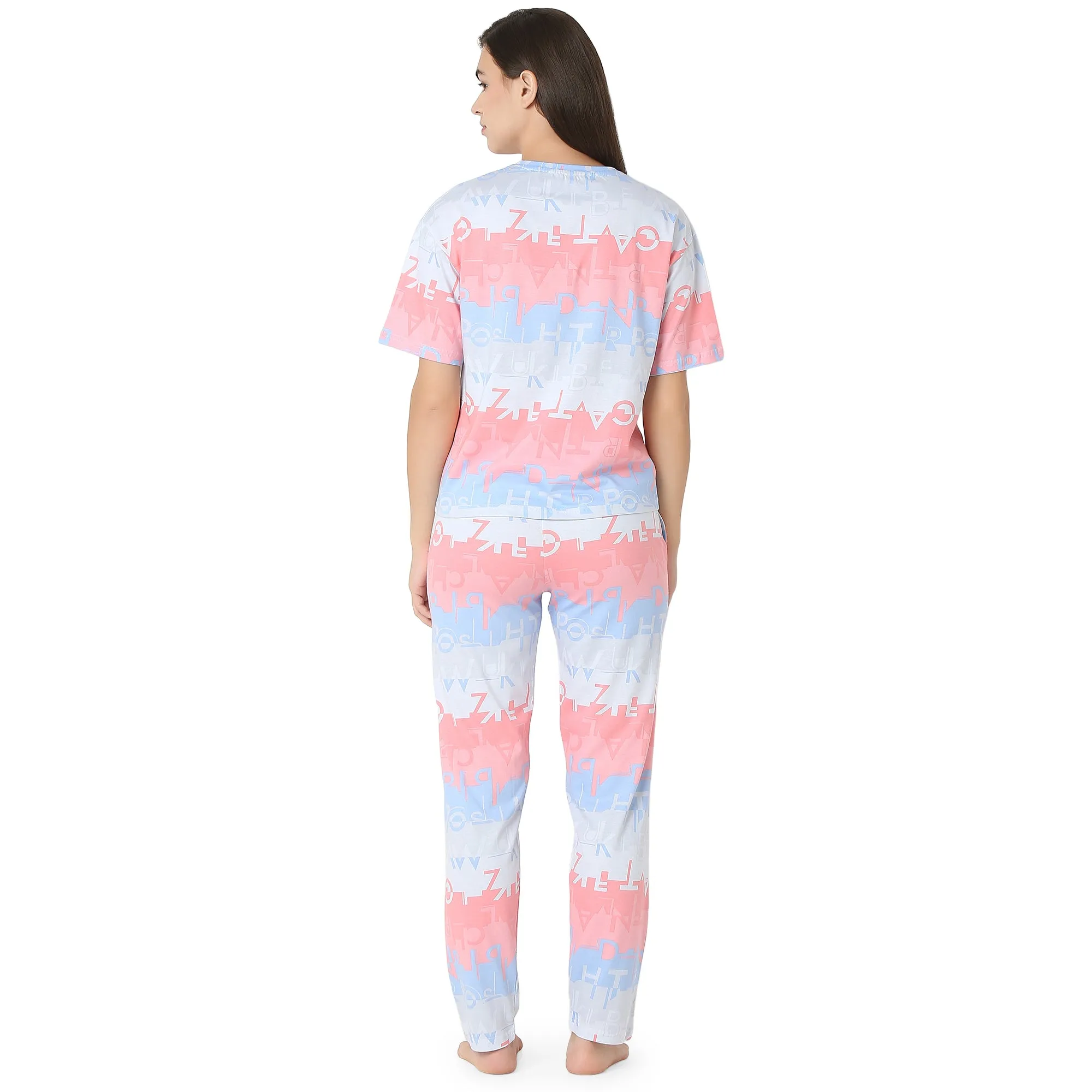 R-CS-19727 Peach Geometric Abstracts Printed -Co-ord Set