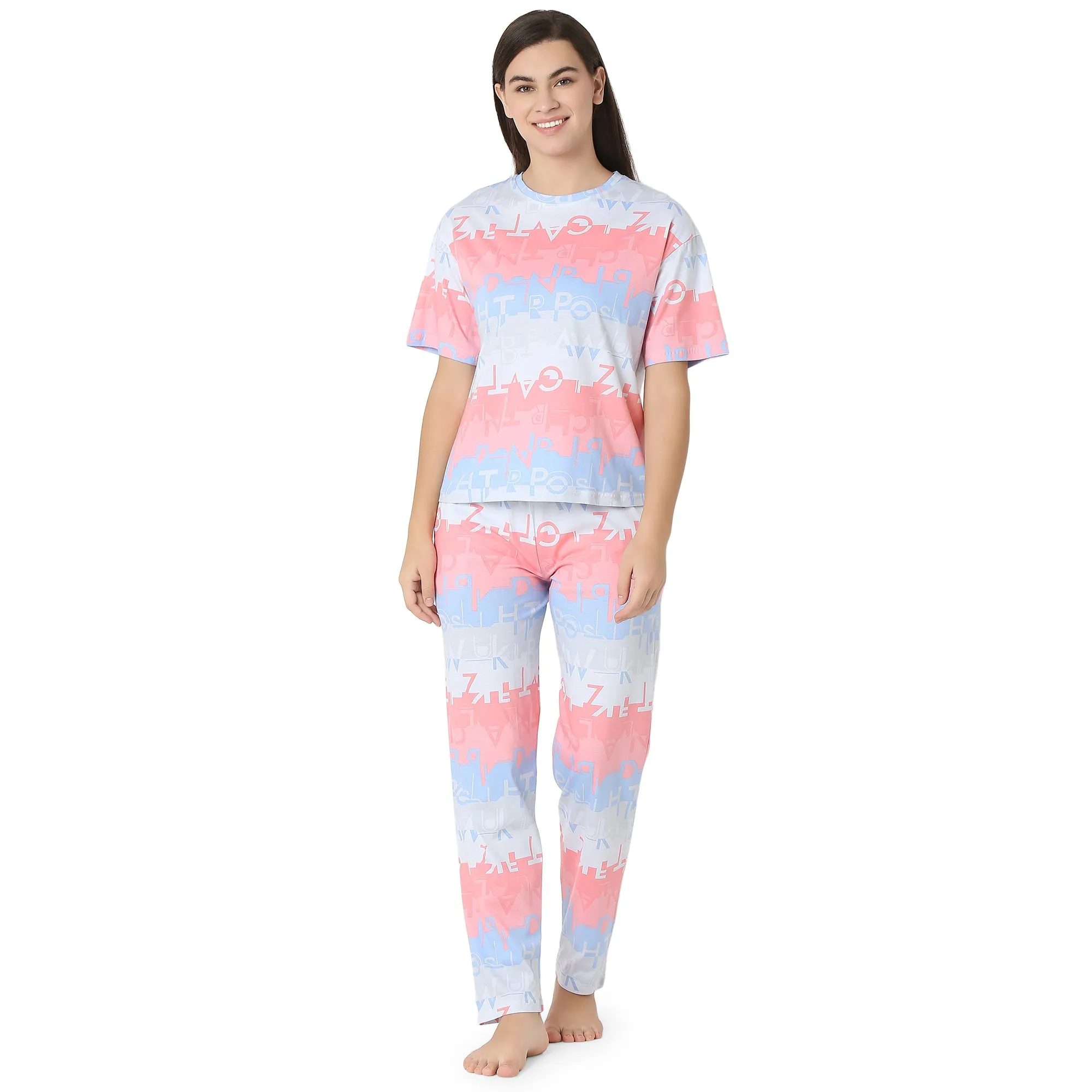 R-CS-19727 Peach Geometric Abstracts Printed -Co-ord Set
