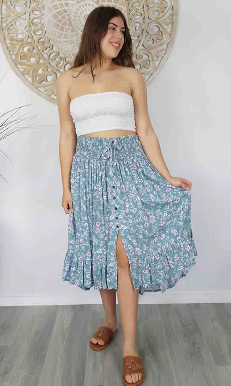 Rayon Skirt Tangelo Springflower, More Colours
