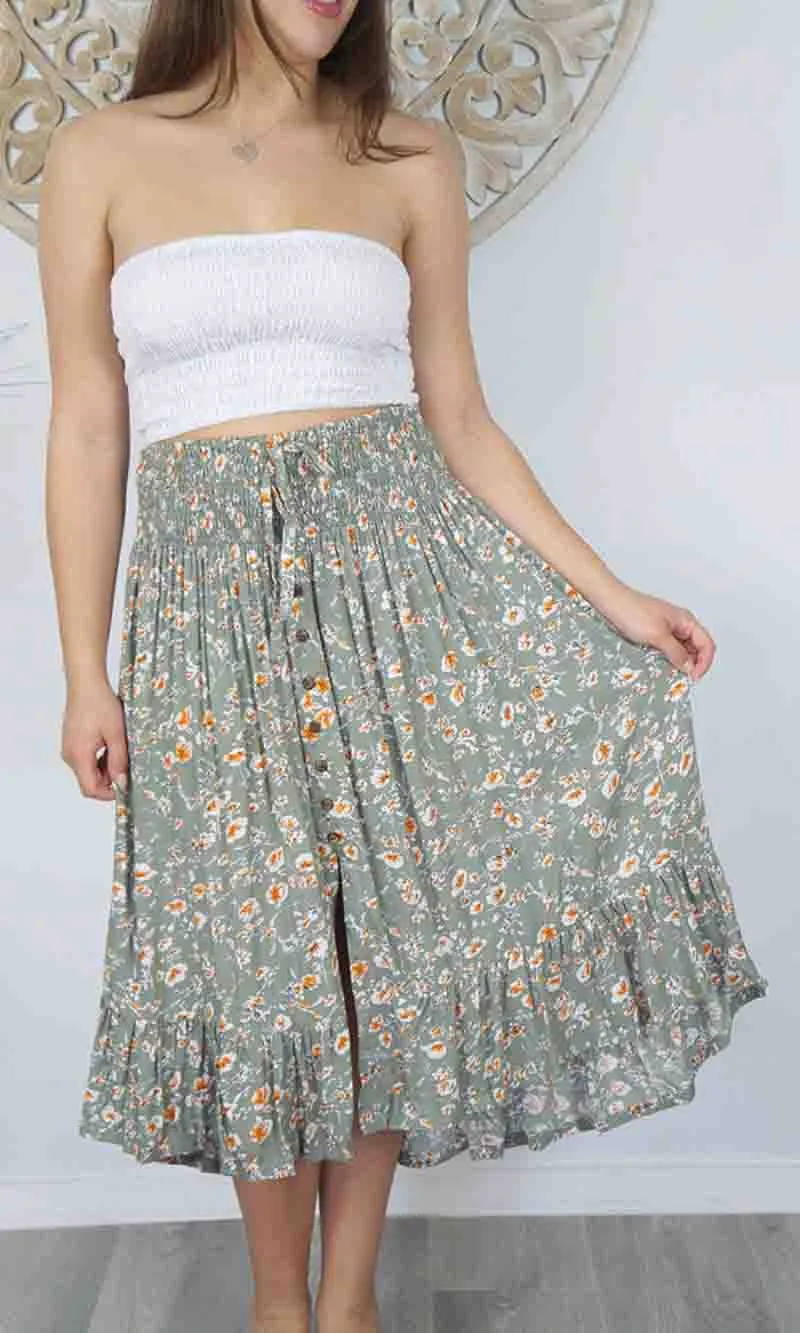 Rayon Skirt Tangelo Springflower, More Colours