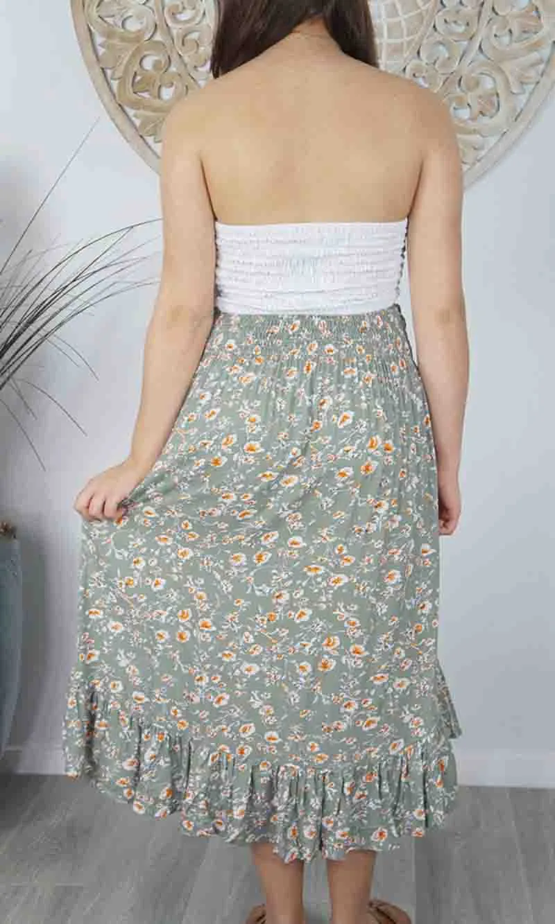 Rayon Skirt Tangelo Springflower, More Colours