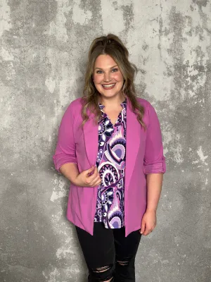 Rolled Sleeve Bantry Blazer - Mauve (Small - 3X) - FINAL SALE