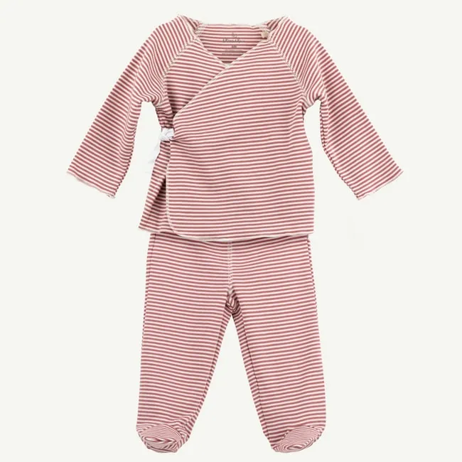 Rose Mini Stripe 2-Piece Kimono Set