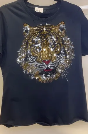 Sequin Tiger Graphic Tee - 100% Pima Cotton