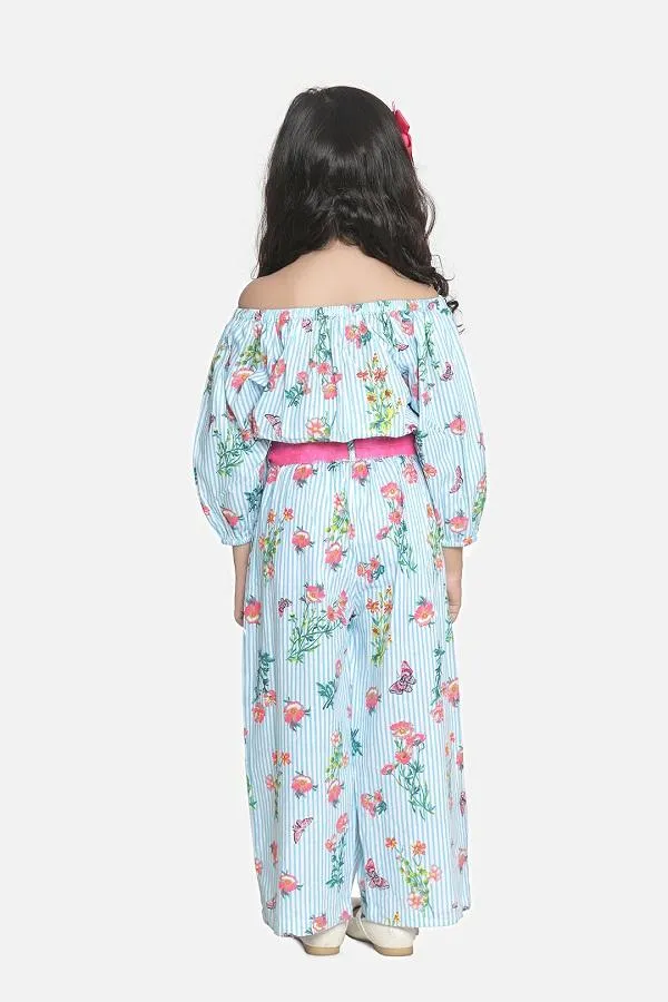 Sky Blue Striped Pant Coordinated Set