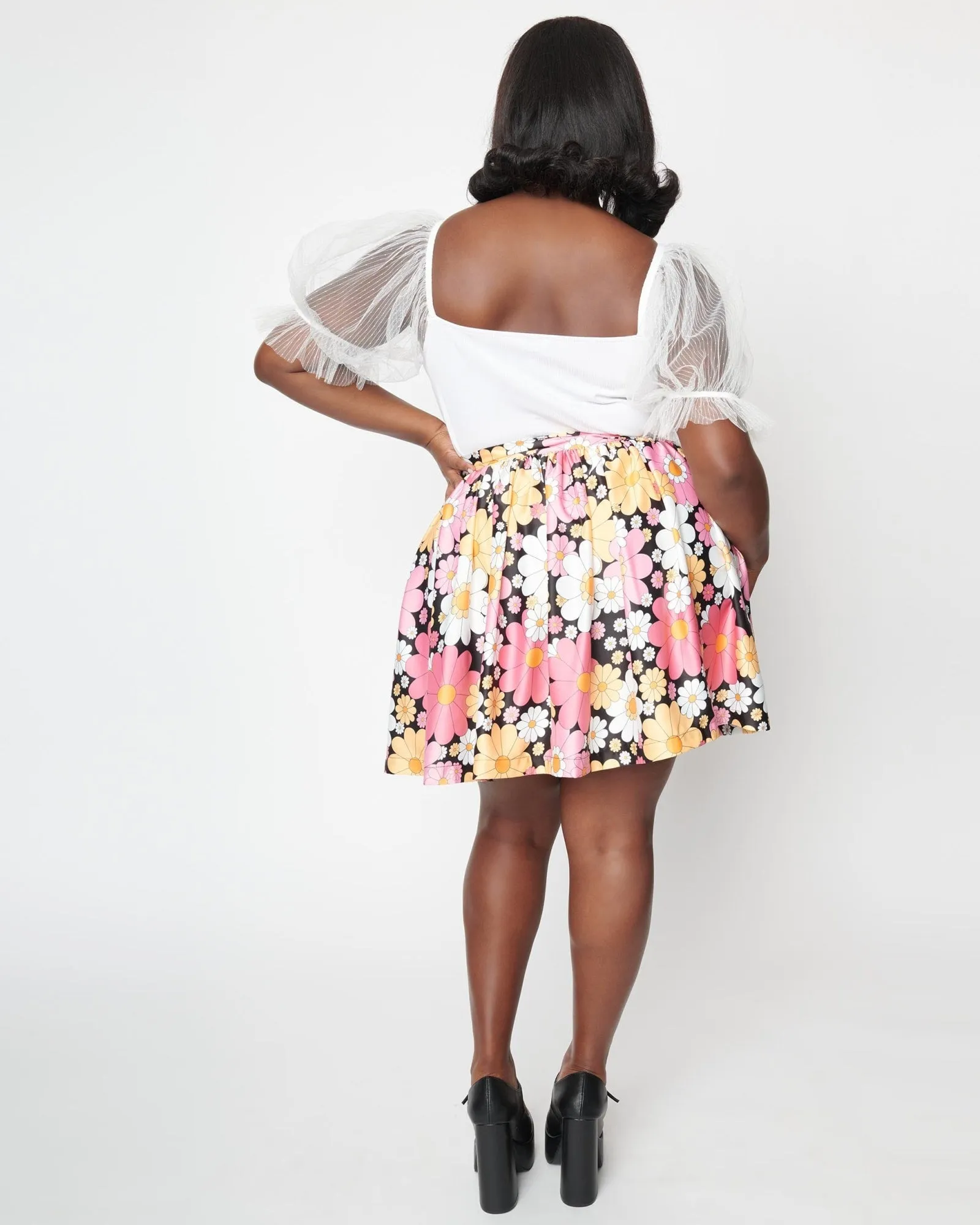 Smak Parlour Pink & White Floral Gathered Mini Skirt | Pink, Floral