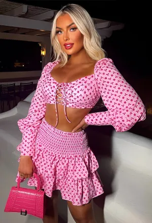 Sugar And Sweet Pink Floral Ra Ra Skirt