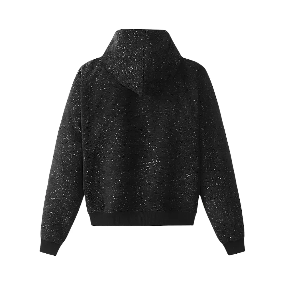 Textured bouclé with lurex zip front hoodie